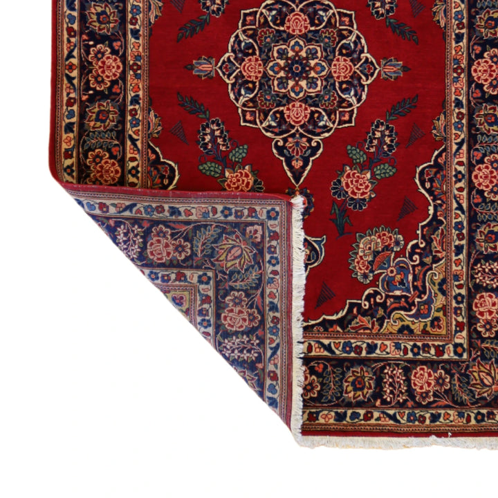 3'6" x 5'2" RED AND NAVY KASHAN FLORAL PERSIAN RUG
