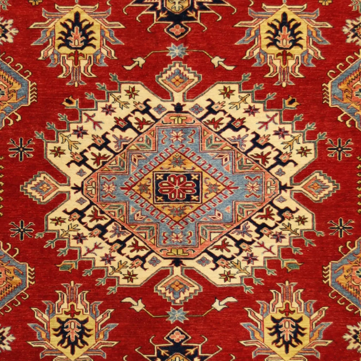 10'   0" x  14'   0" RED AND BEIGE KAZAK GEOMETRIC PAKISTANI RUG