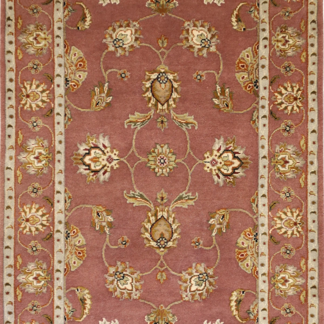 3'2" x 5'3" MAUVE AND  JAIPUR FLORAL INDIAN RUG