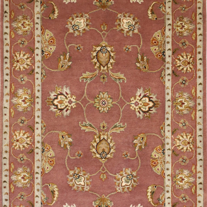 3'2" x 5'3" MAUVE AND  JAIPUR FLORAL INDIAN RUG