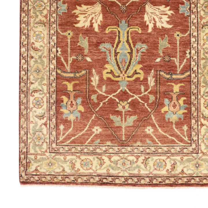 3'0" x 5'0" ORANGE AND BEIGE HERIZ GEOMETRIC INDIAN RUG