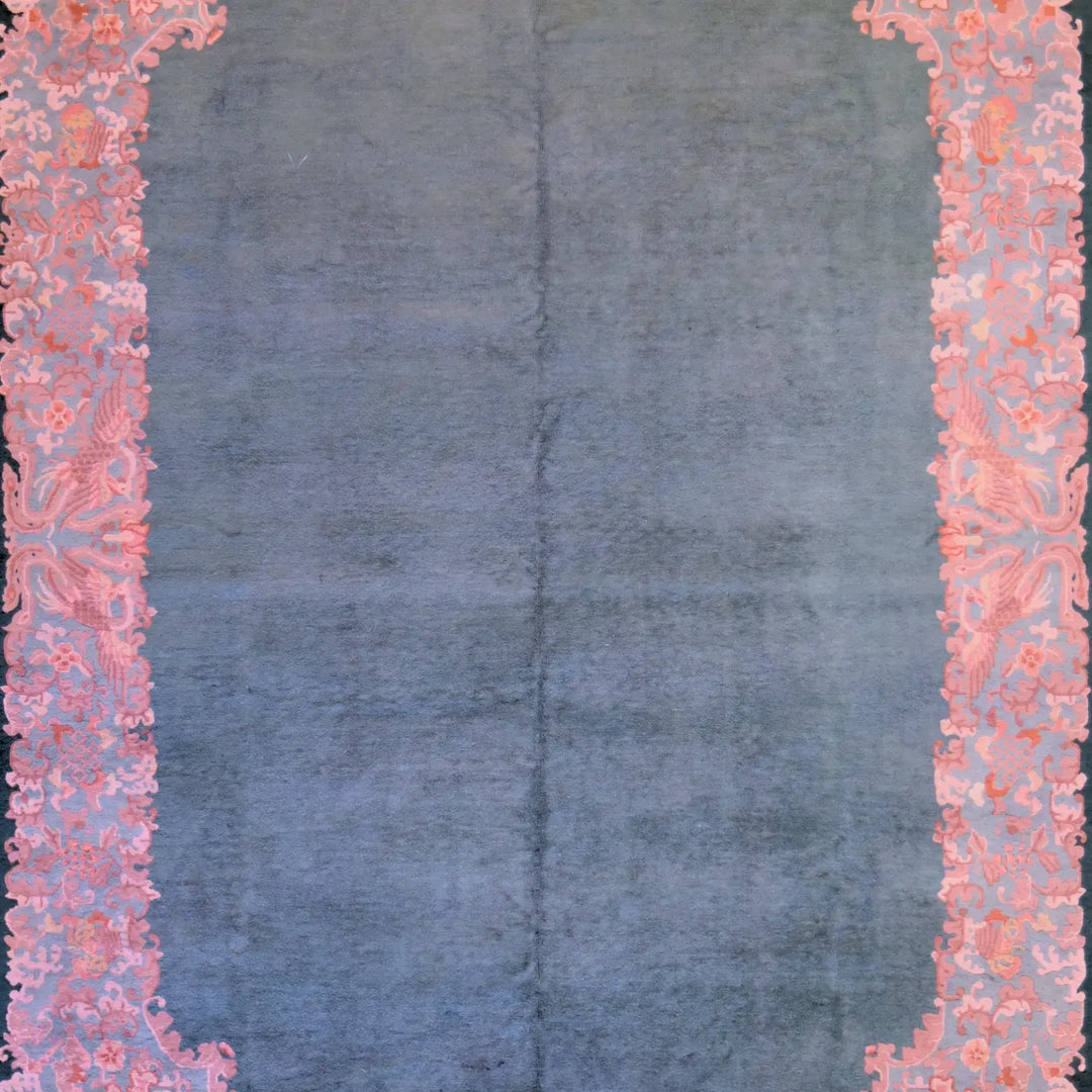 9'3" x 11'9" GREEN AND GREEN ANTIQUE ART-DECO CHINESE RUG