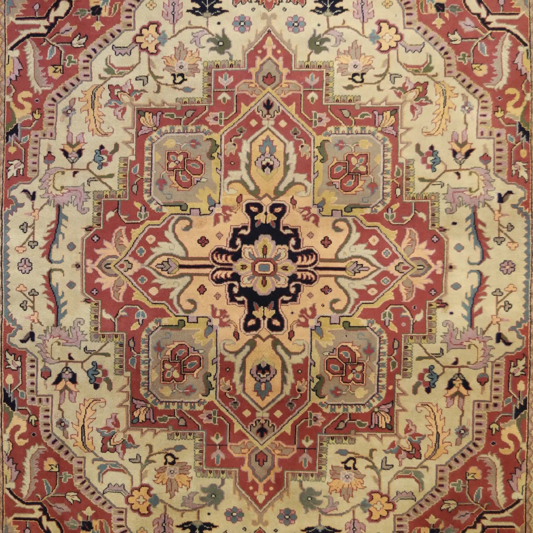 10'   0" x  14'   0" GOLD AND RUST HERIZ GEOMETRIC INDIAN RUG