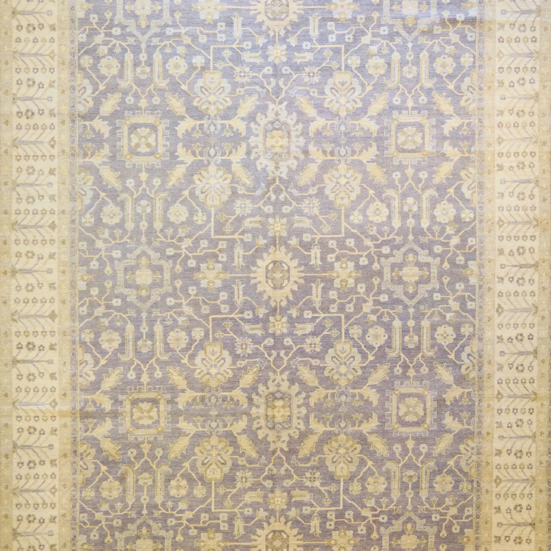 10'2" x 13'8" GRAY AND IVORY PESHAWAR GEOMETRIC PAKISTANI RUG