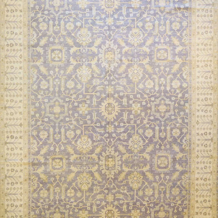 10'2" x 13'8" GRAY AND IVORY PESHAWAR GEOMETRIC PAKISTANI RUG