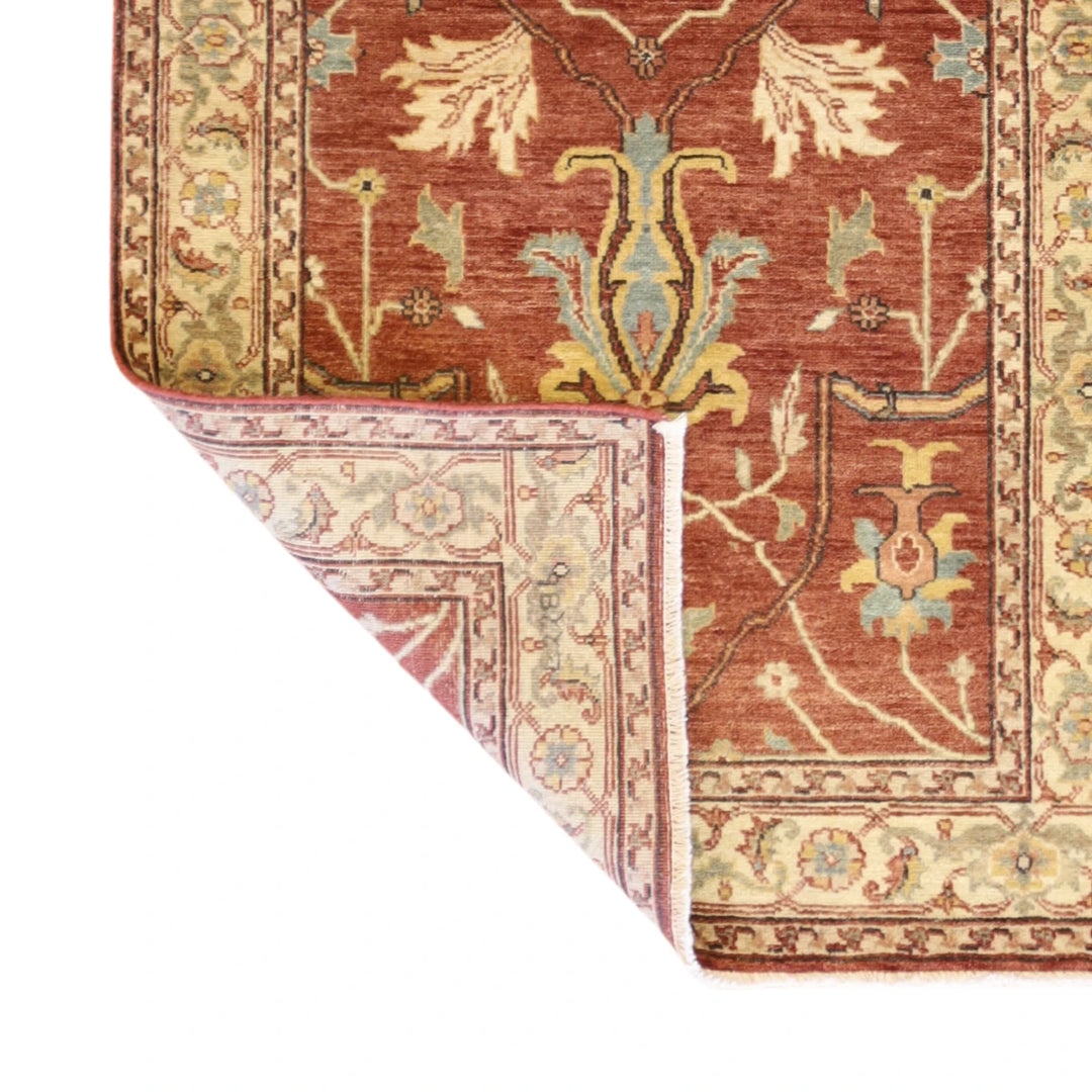 3'0" x 5'0" ORANGE AND BEIGE HERIZ GEOMETRIC INDIAN RUG