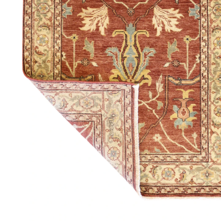 3'0" x 5'0" ORANGE AND BEIGE HERIZ GEOMETRIC INDIAN RUG