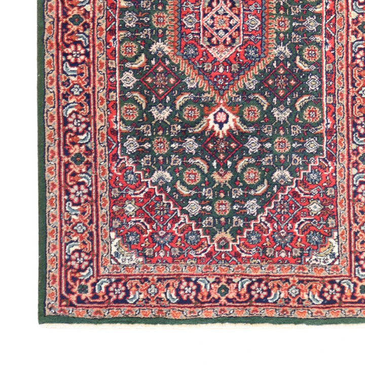 3'0" x 5'0" GREEN AND BLACK BIJAR GEOMETRIC INDIAN RUG