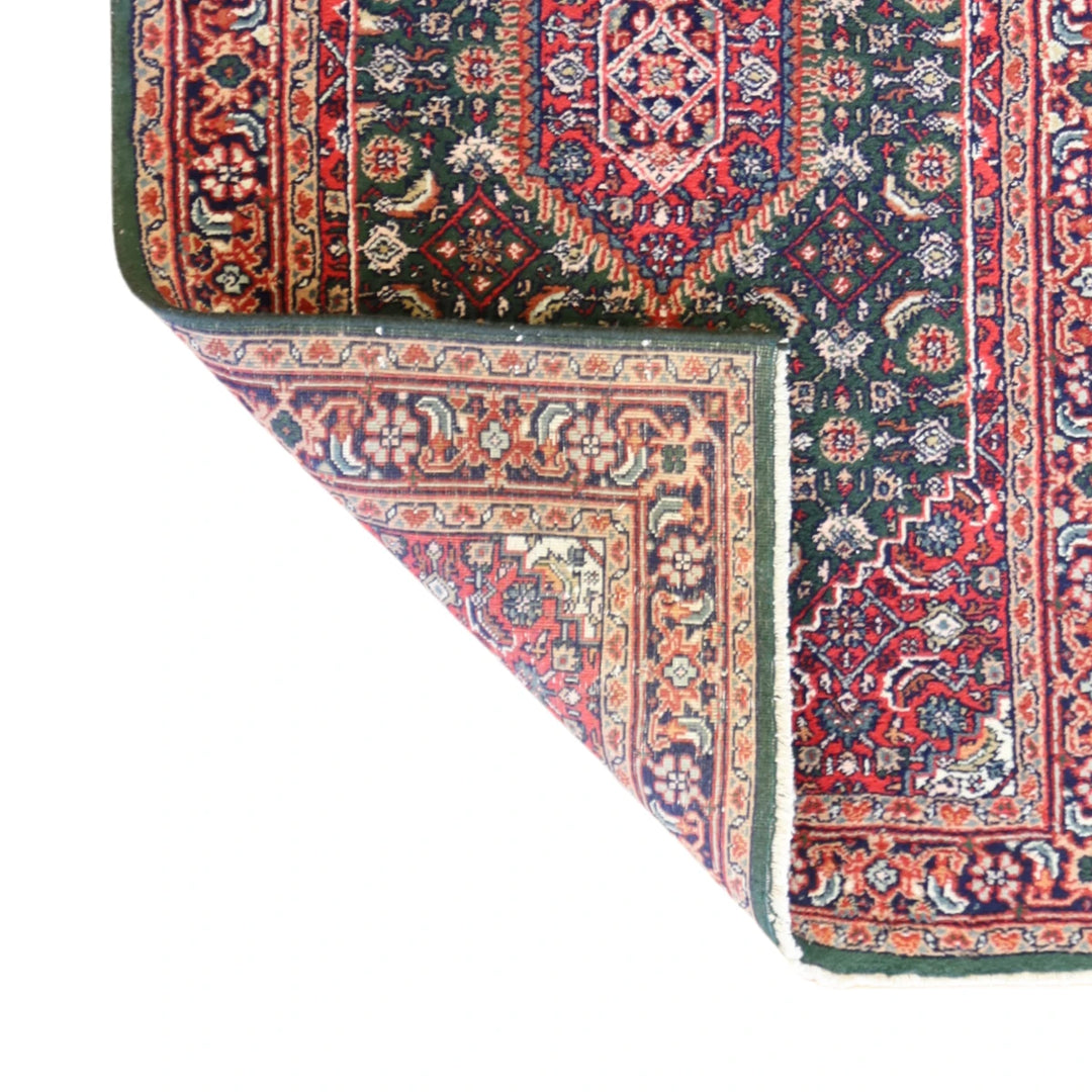 3'0" x 5'0" GREEN AND BLACK BIJAR GEOMETRIC INDIAN RUG