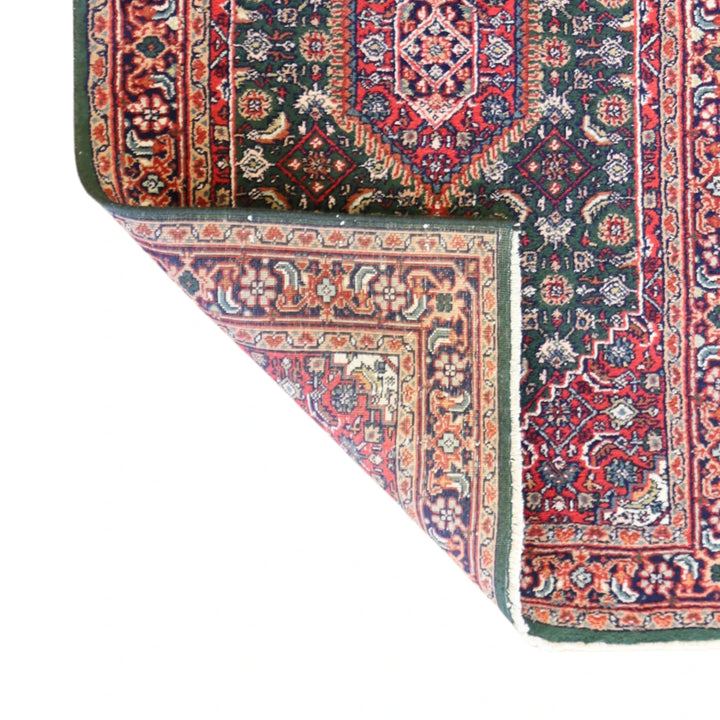 3'0" x 5'0" GREEN AND BLACK BIJAR GEOMETRIC INDIAN RUG