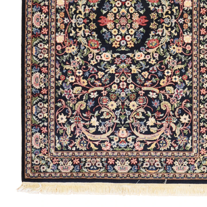 3'4" x 5'2" BLACK AND BLACK  FLORAL PAKISTANI RUG