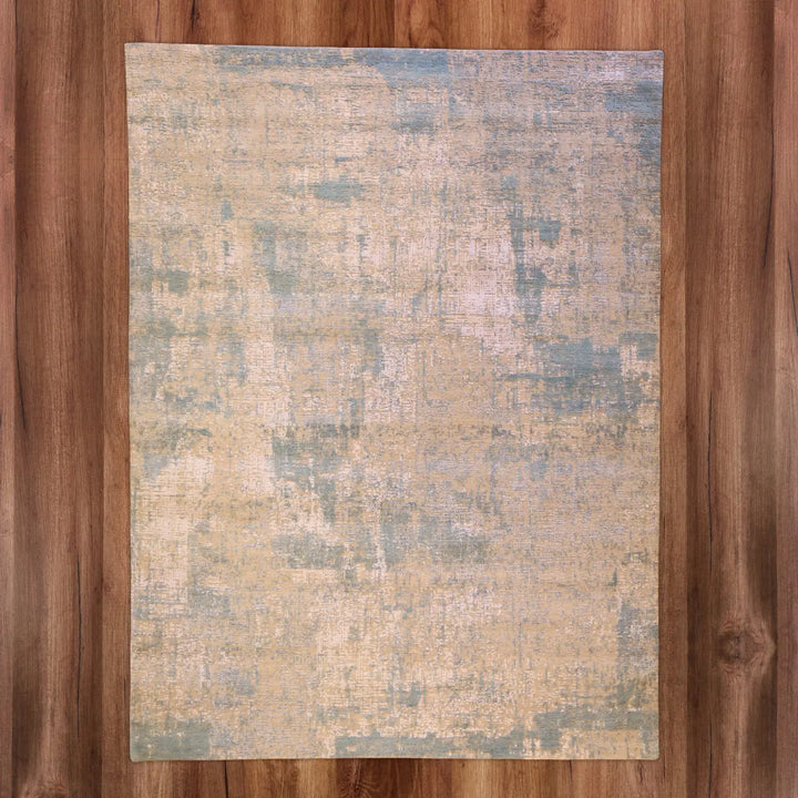 9'1" x 12'2" GRAY AND AQUA MODERN INDIA