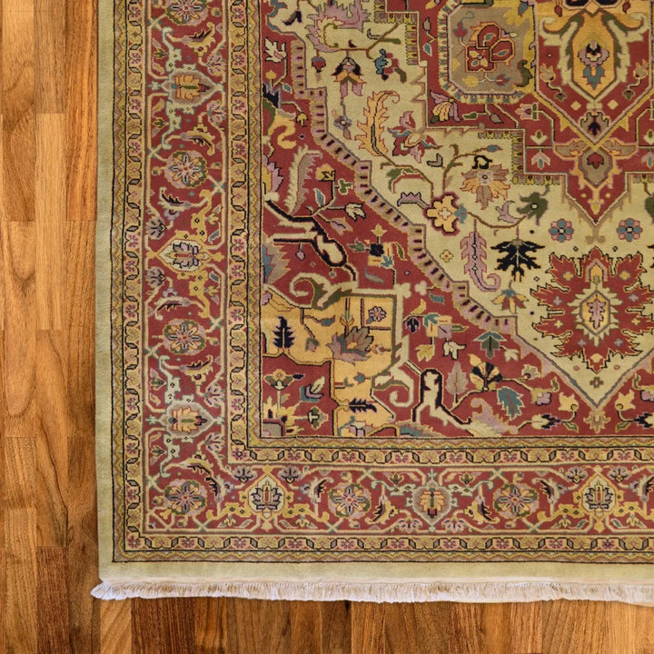 10'   0" x  14'   0" GOLD AND RUST HERIZ GEOMETRIC INDIAN RUG