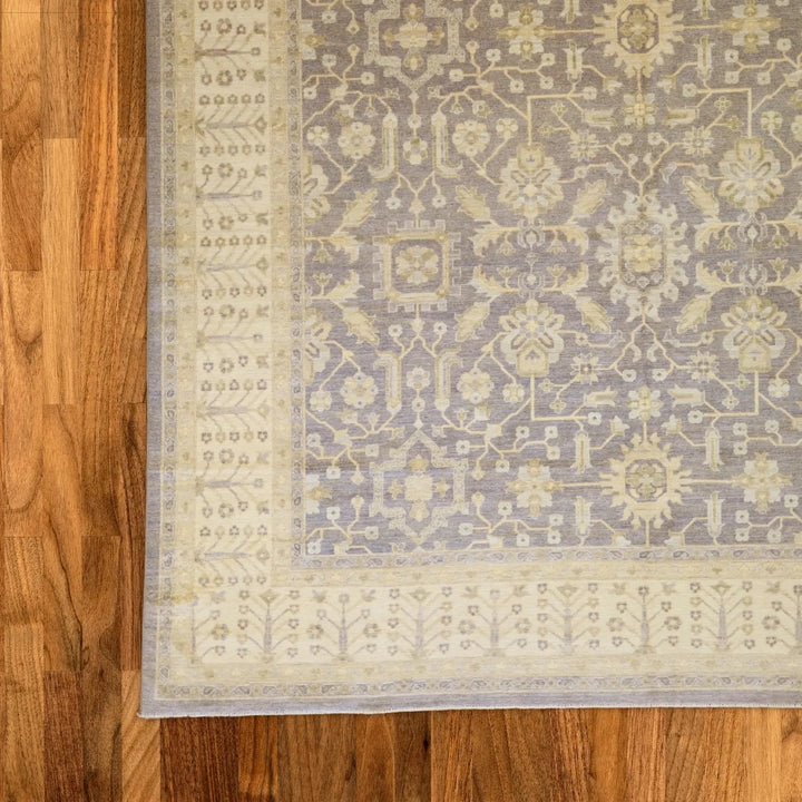 10'2" x 13'8" GRAY AND IVORY PESHAWAR GEOMETRIC PAKISTANI RUG