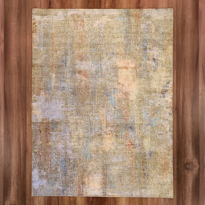 9'0" x 12'0" SILVER AND GRAY MODERN MODERN INDIAN RUG