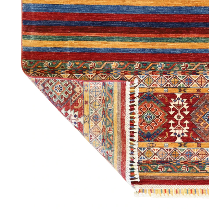 3'3" x 5'0" MULTICOLOR AND  KHORJIN GEOMETRIC PAKISTANI RUG