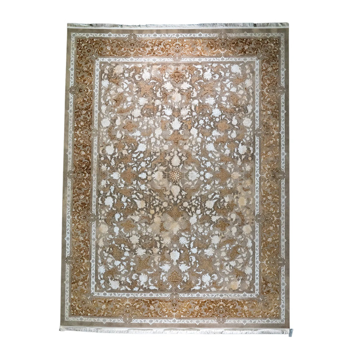 9' 10" x 13' 1" - MULTICOLOR AND BEIGE MACHINE MADE FLORAL TURKISH RUG ( 300 x 399 CM )