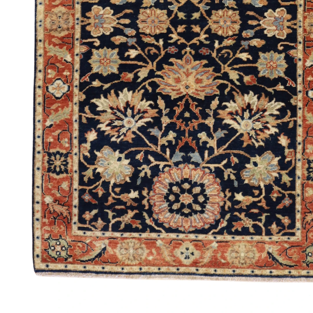3'1" x 5'2" BLUE AND RED SERAPI GEOMETRIC INDIAN RUG
