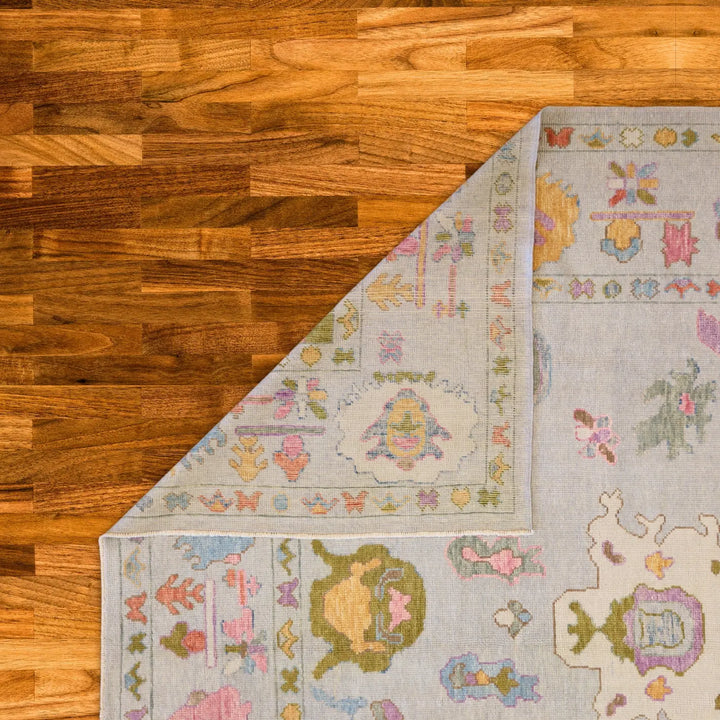 10'   0" x  12'  11" BLUE AND BLUE OUSHAK GEOMETRIC TURKISH RUG