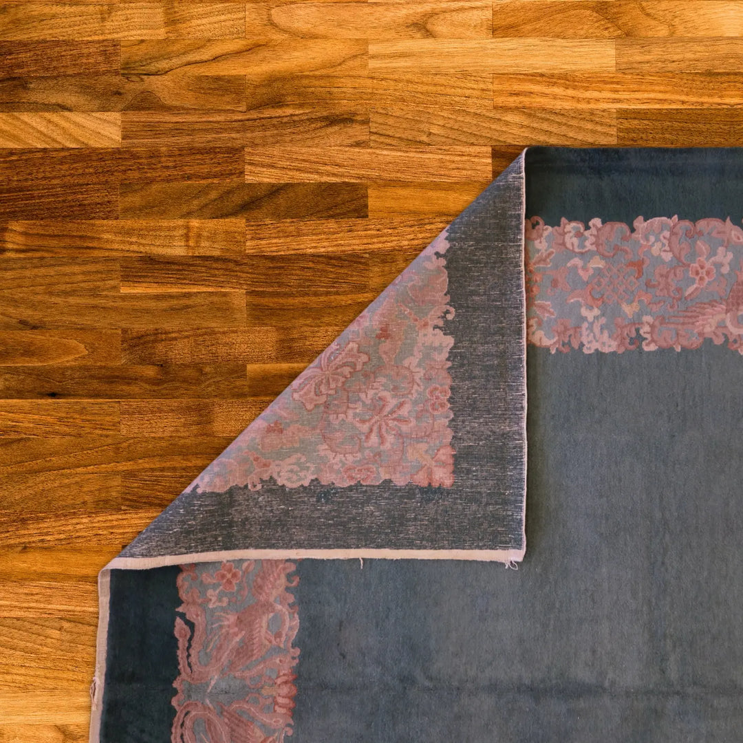 9'3" x 11'9" GREEN AND GREEN ANTIQUE ART-DECO CHINESE RUG