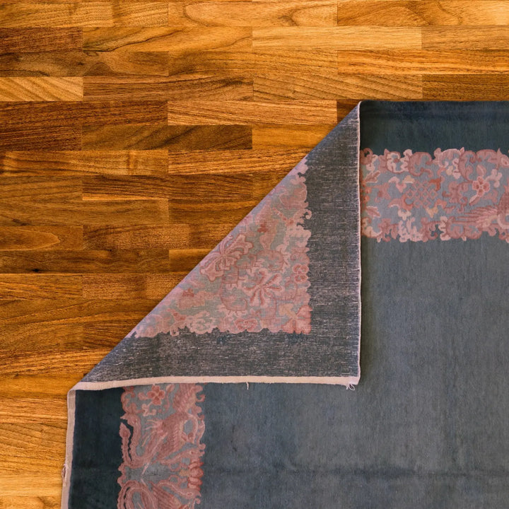 9'3" x 11'9" GREEN AND GREEN ANTIQUE ART-DECO CHINESE RUG