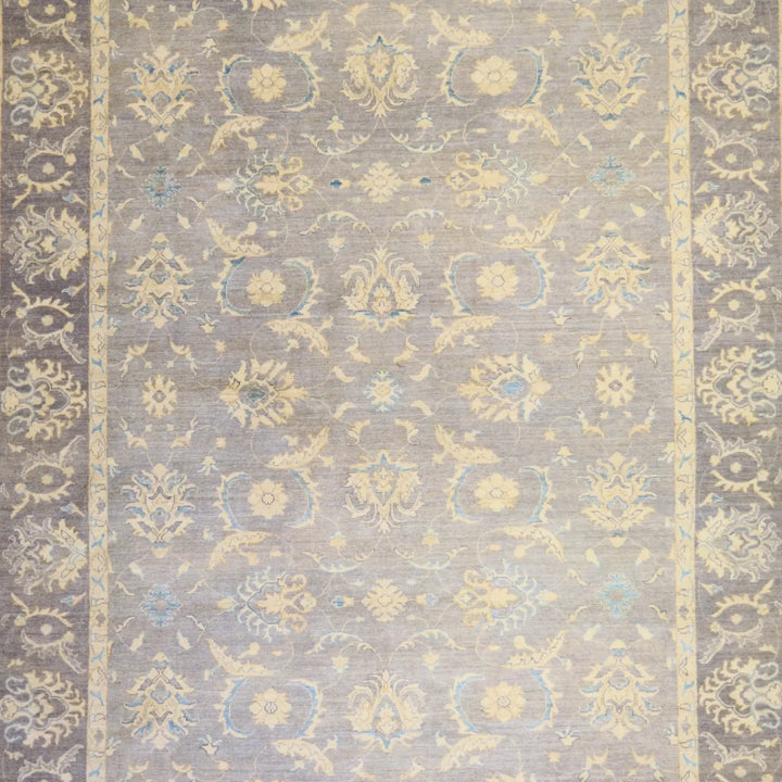 9'0" x 11'10" SILVER AND GRAY PESHAWAR FLORAL PAKISTANI RUG