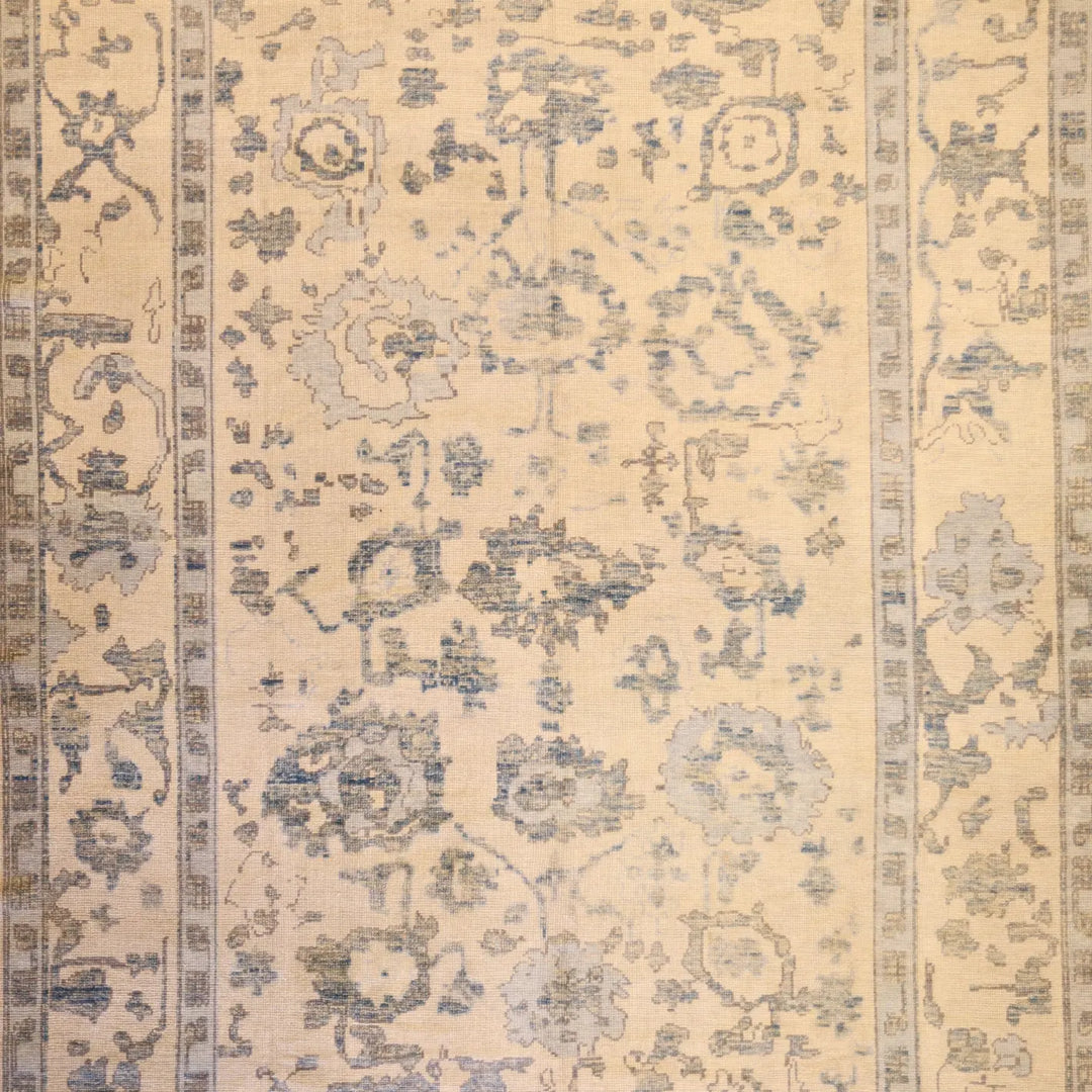 8'11" x 12'3" GRAY AND GRAY OUSHAK GEOMETRIC TURKISH RUG