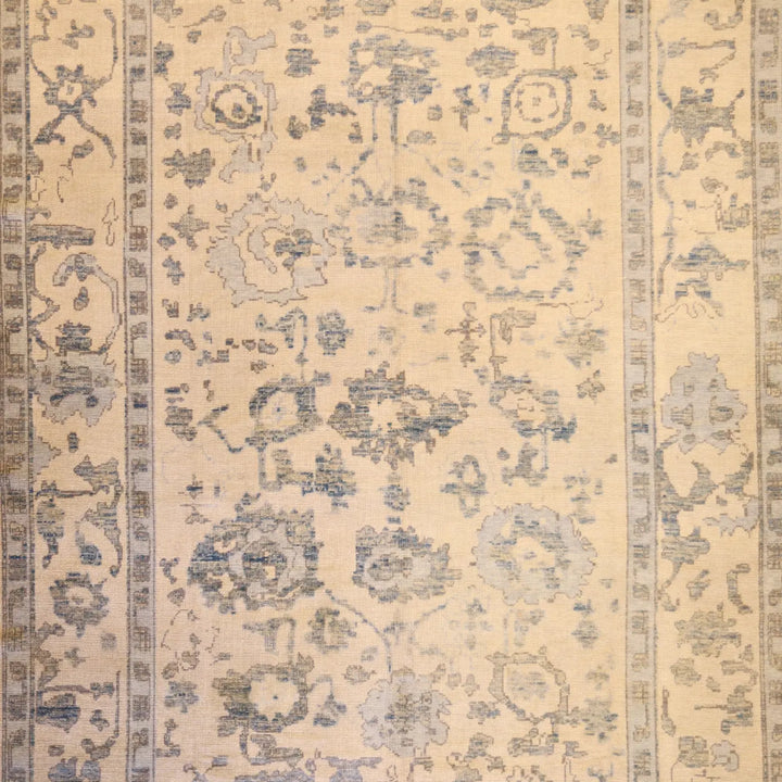 8'11" x 12'3" GRAY AND GRAY OUSHAK GEOMETRIC TURKISH RUG