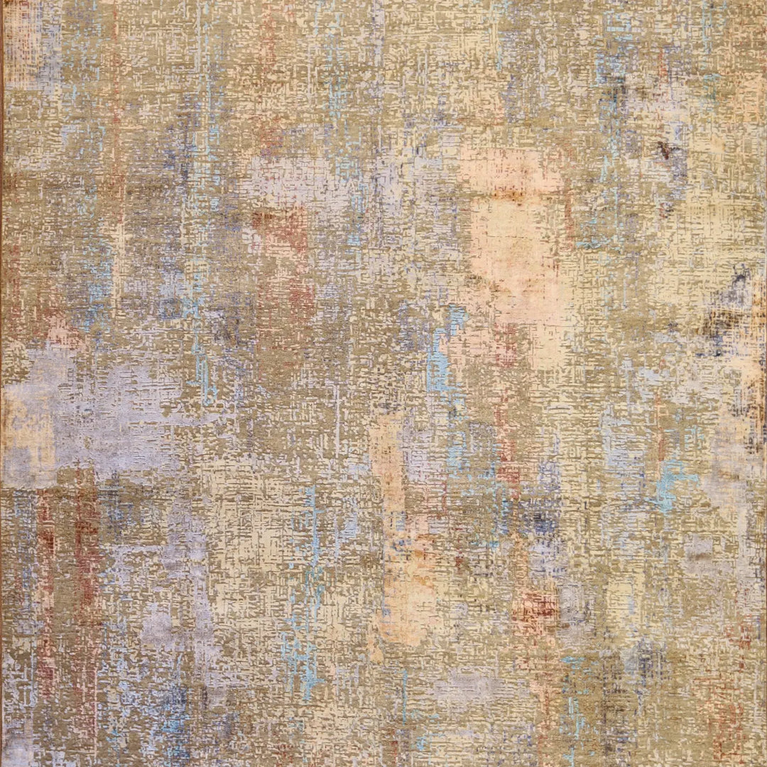 9'0" x 12'0" SILVER AND GRAY MODERN MODERN INDIAN RUG